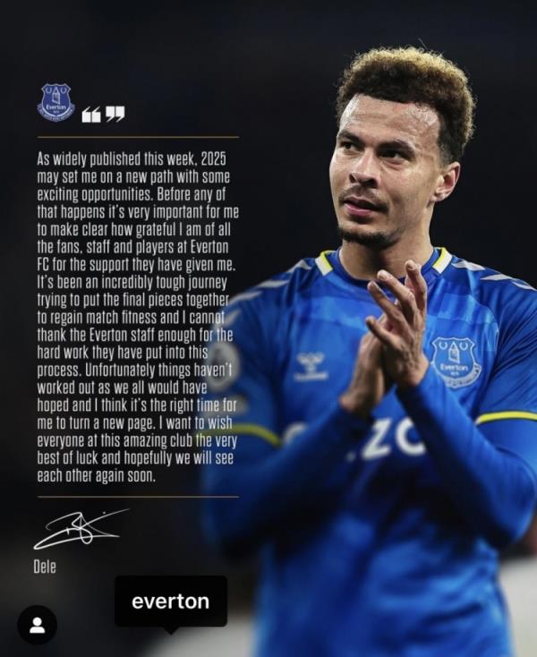 阿里告別埃弗頓：是時(shí)候開(kāi)始新篇章了，感謝所有人對(duì)我的支持